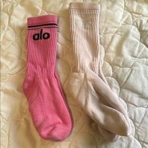 ALO Yoga Pink and Cream Casual Socks